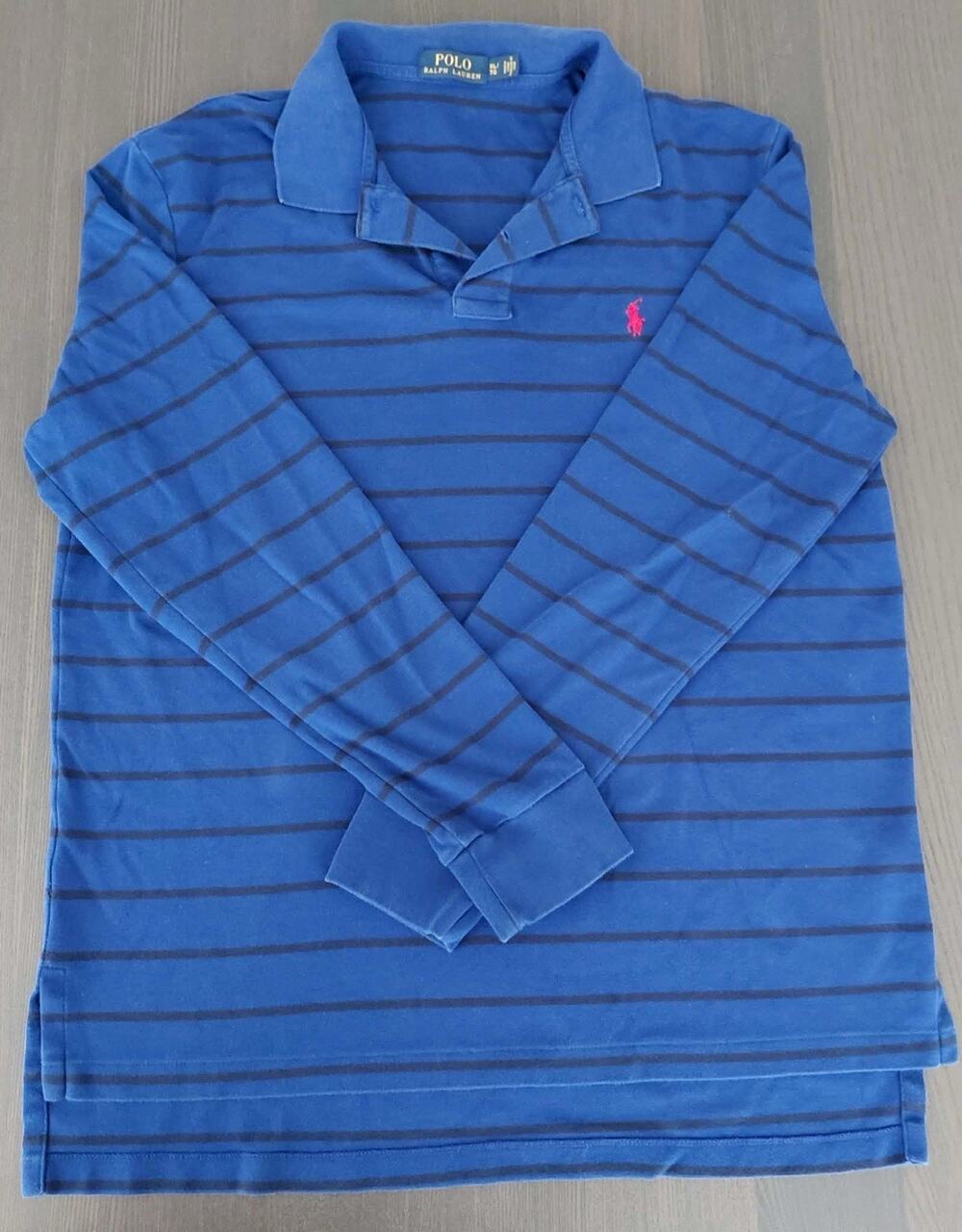 Polo Ralph Lauren Men’s XL/TG Blue Long Sleeve Striped Shirt Pink Pony Cotton